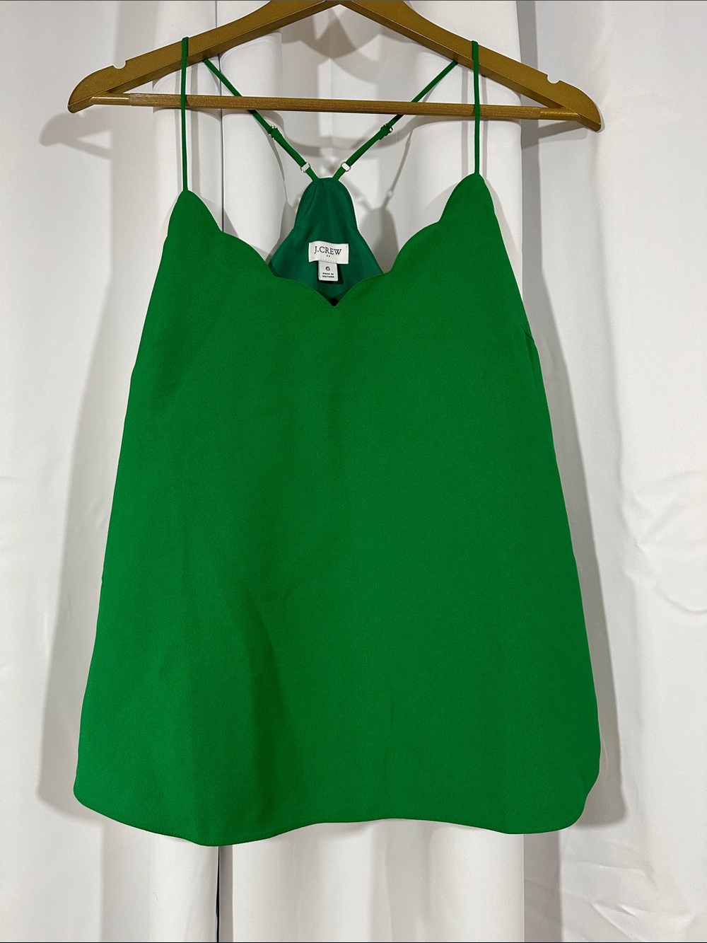 J.Crew Emerald Green Scalloped Cami Tank Top Size 6
